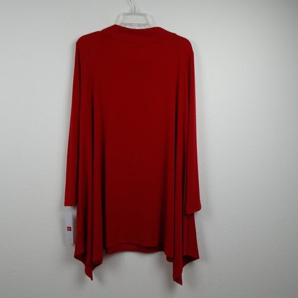 IC Collection Long Sleeve Top Women’s Plus Size 1X Red Knit Made in USA - Picture 4 of 10